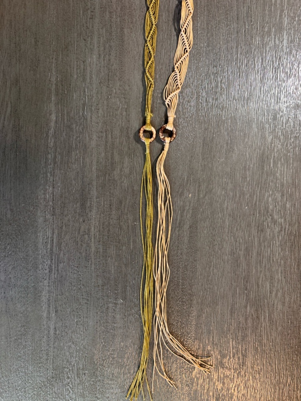 Set Of 2 Belts Tan Green Woven Boho Braided Belts - Picture 3 of 6
